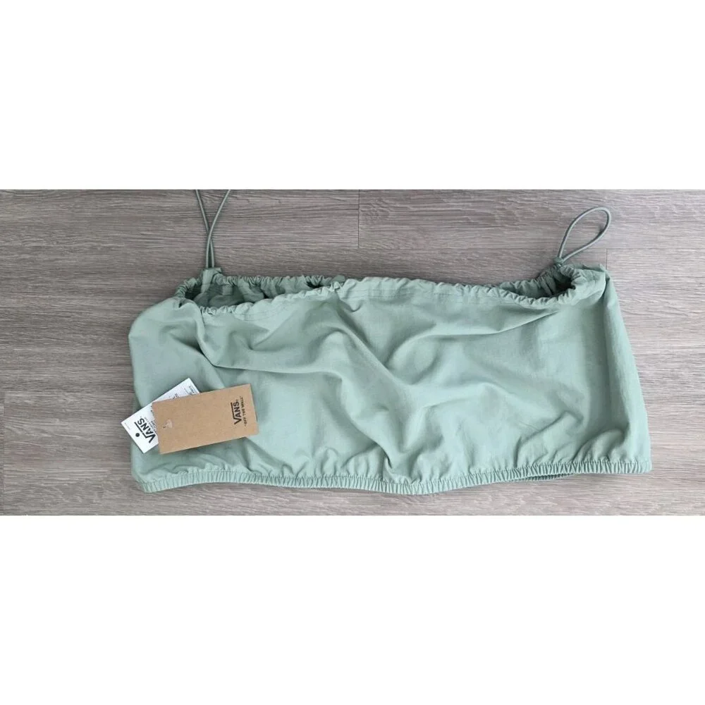 Vans Riley Parachute Bandeau Tube Top Green Nylon Strapless XXL NWT‎